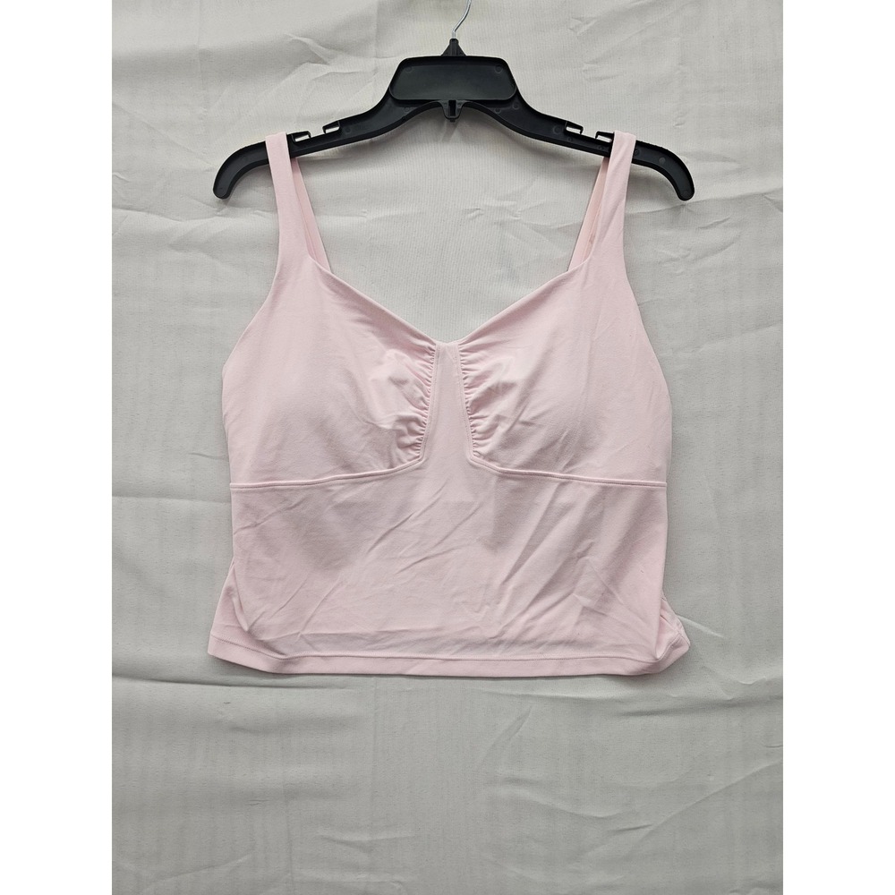 All in Motion Everyday Soft Tank Top Light Pink Ruched V-Neck Built-in Bra XL